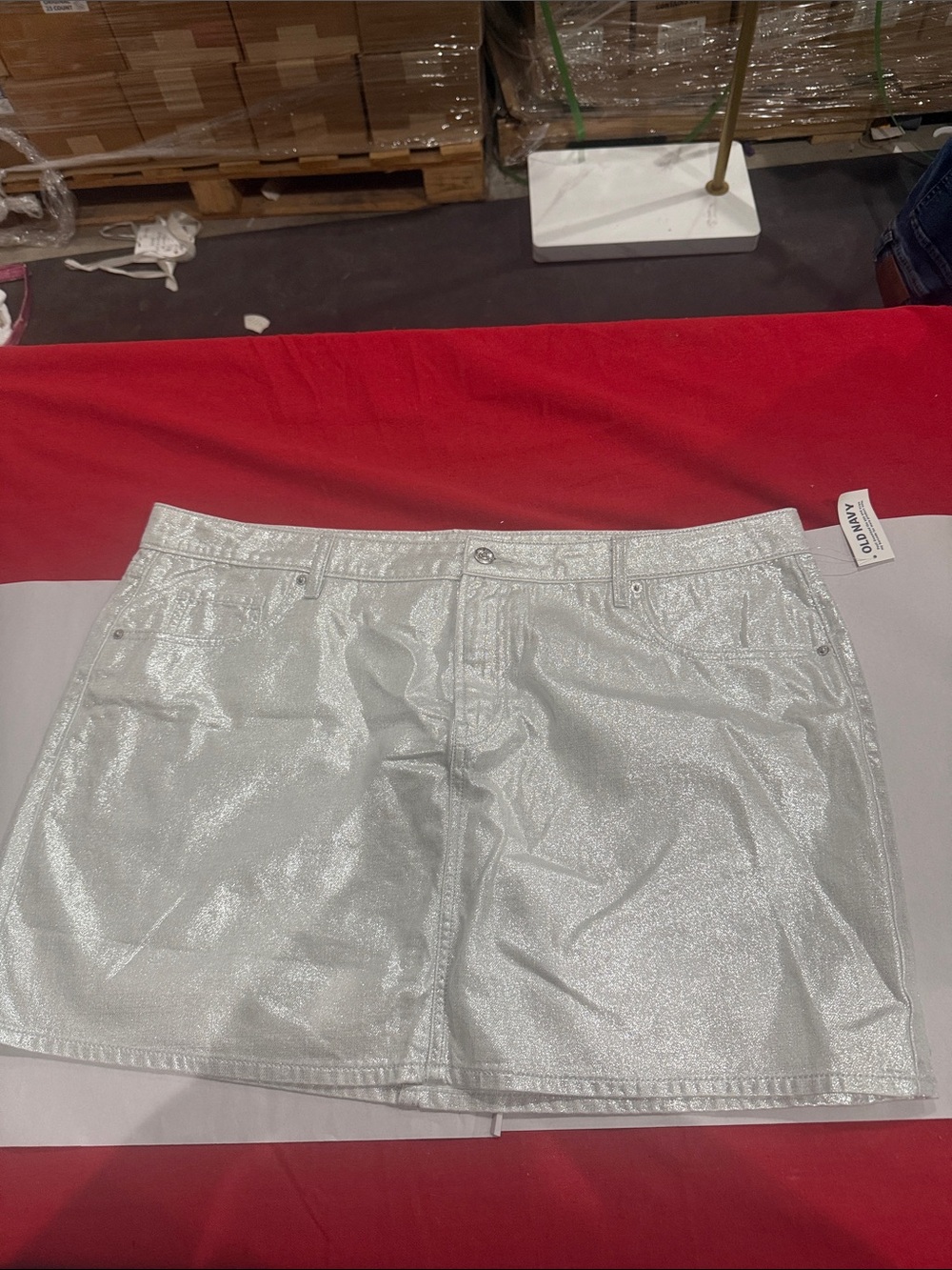 NWT Old Navy Metallic Silver Mini Skirt